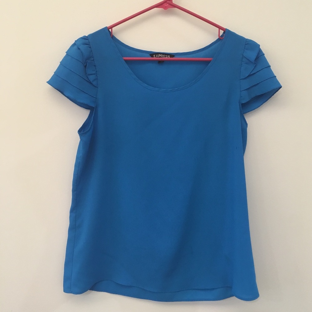 Express cap sleeve turquoise blouse